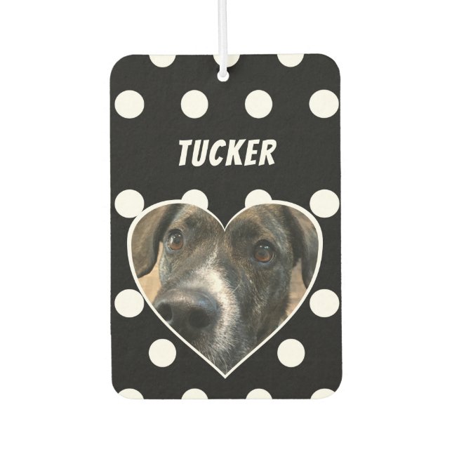 Ambientador Personalizado Polka Dot Dog Foto con nombre (Anverso)
