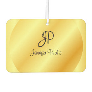 Ambientador Personalizado Script Monograma Faux Gold Template