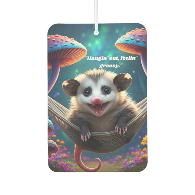 Ambientador Personalizado Whimsical Opossum Psychedelt Hippie (Anverso)