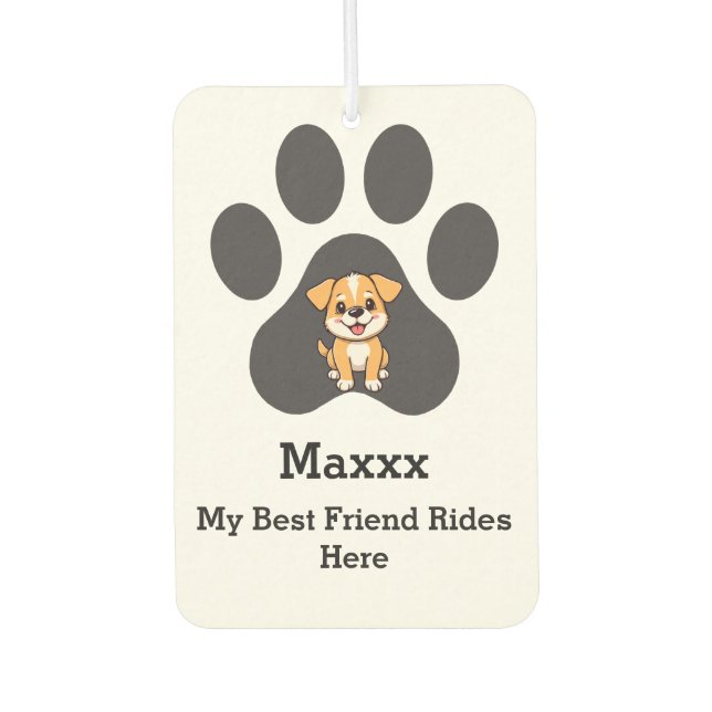 Ambientador Personalized Modern Elegant Funny Pet Paw Dog Name (Anverso)