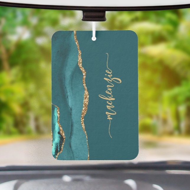 Ambientador Personalized Signature Teal Blue Gold Agate (Subido por el creador)