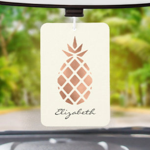 Ambientador Piña personalizada con lámina de oro rosa falso