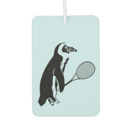 Ambientador Pingüino con Racquet de Tenis y fondo azul