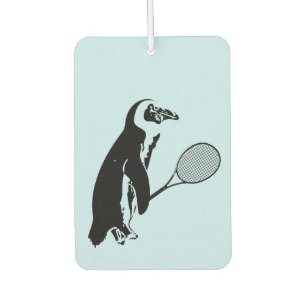 Ambientador Pingüino con Racquet de Tenis y fondo azul