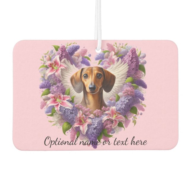 Ambientador Pink and Purple Dachshund Floral Heart (Anverso)