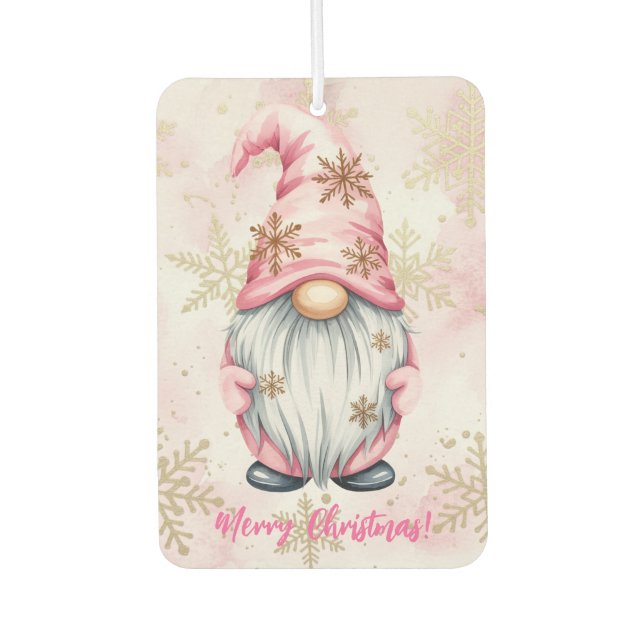 Ambientador Pink Christmas Gnome Gold Snowflakes (Anverso)