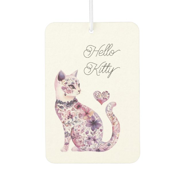 Ambientador Pink Purple Blush Flowers Heart Love Cat Birthday (Anverso)