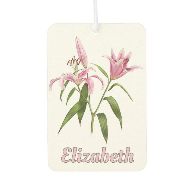 Ambientador Pink Stargazer Lily Arte Botánico Personalizado (Anverso)