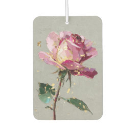 Ambientador Pintura al óleo de rosa rosa con hoja de oro impre
