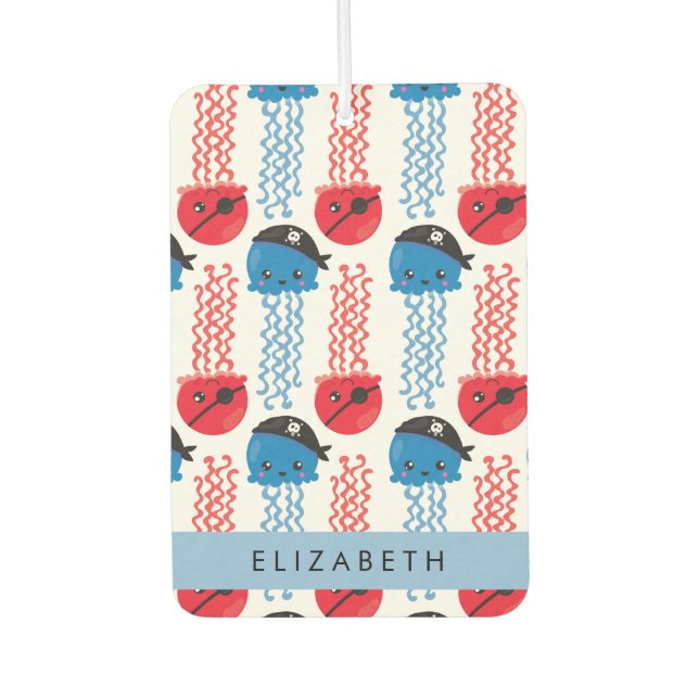 Ambientador Pirate Jellyfish, patrón de medusas, tu nombre (Anverso)