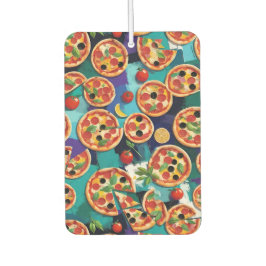 Ambientador Pizza Pepperoni Abstracta En Fondo De Color Azul