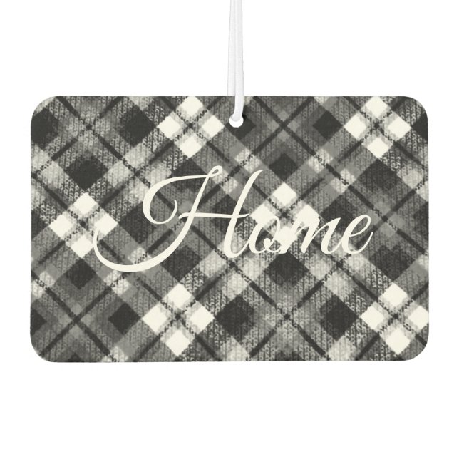 Ambientador Plaid Check Tartan Black White Farmhouse Moderno (Anverso)
