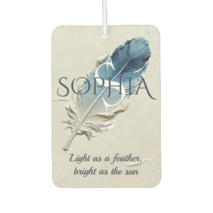 Ambientador Pluma Azul Personalizada con Monograma y Nombre