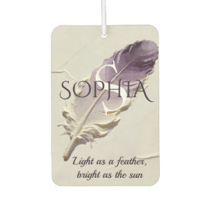 Ambientador Pluma Morada Personalizada con Nombre y Monograma