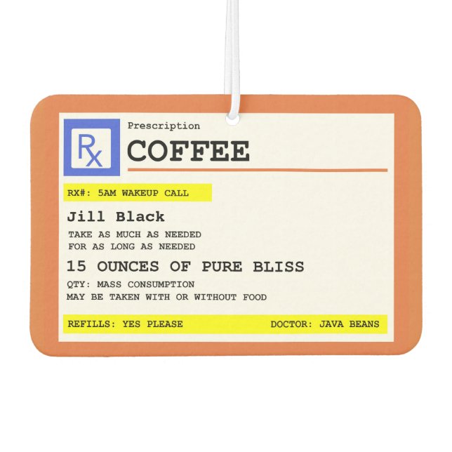 Ambientador Prescription Coffee Square Personalized (Anverso)