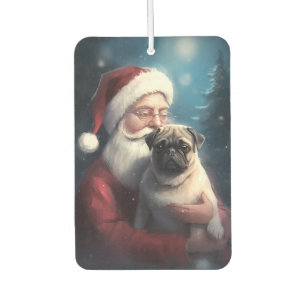 Ambientador Pug Con Santa Claus Navideño Festivo