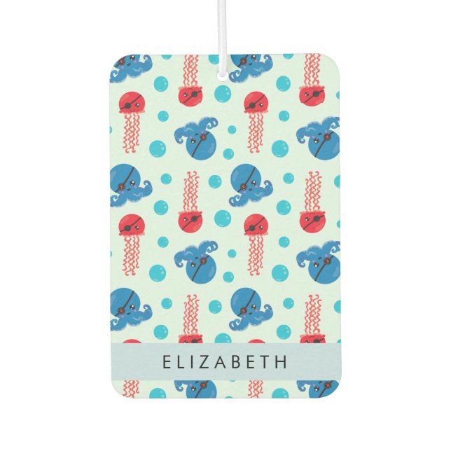 Ambientador Pulpo pirata, medusa pirata, mar, tu nombre (Anverso)