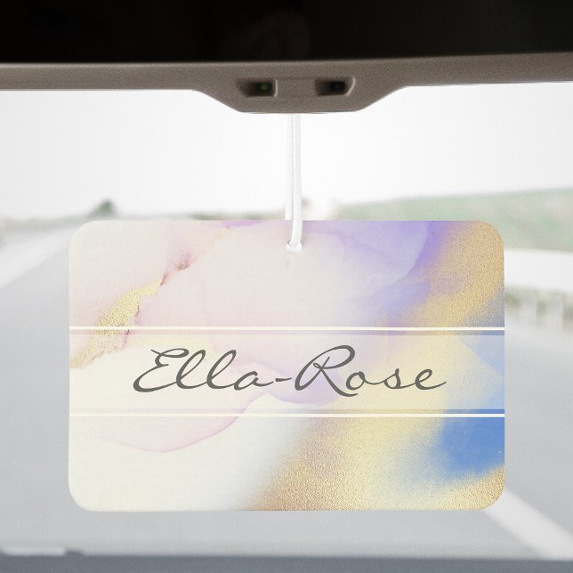 Ambientador Purple Abstract Ink Luxury Gold Custom Name (Subido por el creador)