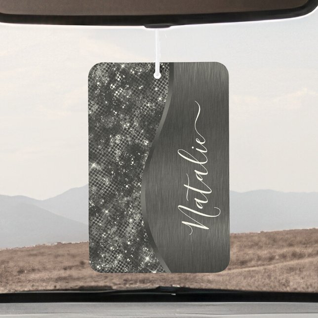 Ambientador Purpurina negro metálico personalizado (Subido por el creador)
