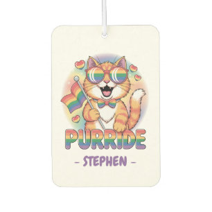 Ambientador Purride - Gato Naranja con la bandera del orgullo 
