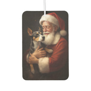 Ambientador Rat Terrier con Santa Claus Festivo de Navidad