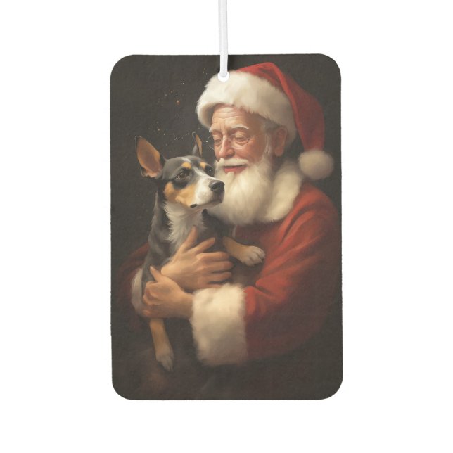 Ambientador Rat Terrier Con Santa Claus Navidades festivos (Anverso)