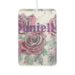Ambientador Red Rose Watercolor arte floral Car Air Freshener