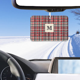 Ambientador Red Tartán Plaid Stylish Monogrammed Winter Car