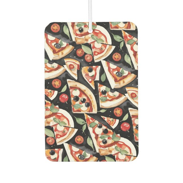 Ambientador Resumen De Pizzas En Un Fondo Negro (Anverso)