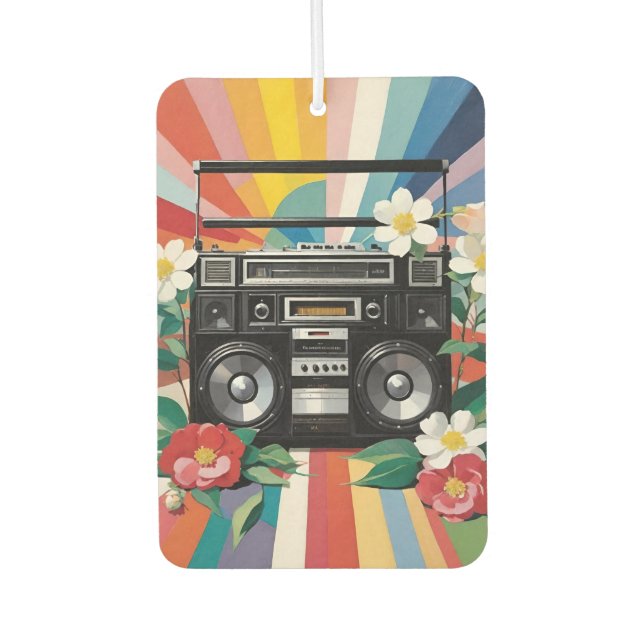 Ambientador Retro Boombox With Rainbows And Flowers (Anverso)