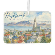 Reykjavik Islandia acuarela de recuerdo