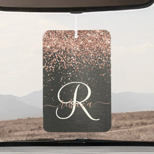 Ambientador Rosa personalizado Purpurina de oro Monograma de e