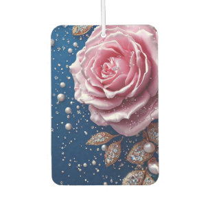 Ambientador Rosa rosa elegante con perlas y cristales