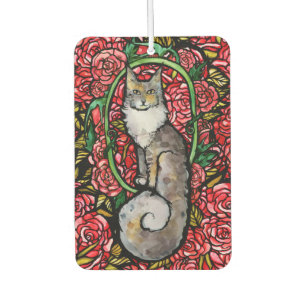 Ambientador Roses rojas Maine Coon Kitty Gato Rosa Gato