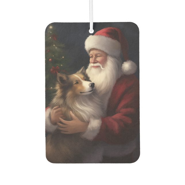Ambientador Shetland Sheepdog Santa Claus Navidades festivos (Anverso)