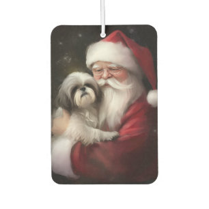 Ambientador Shih Tzu Con Santa Claus Festivo Navidad 