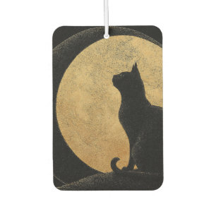 Ambientador Silhouette de gato negro contra una luna de oro