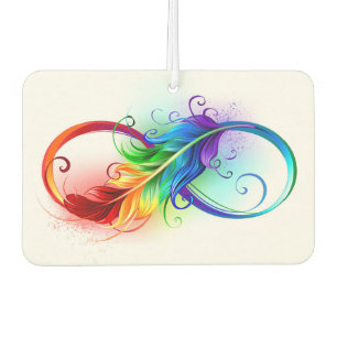 Ambientador Símbolo infinito con plumas arcoiris