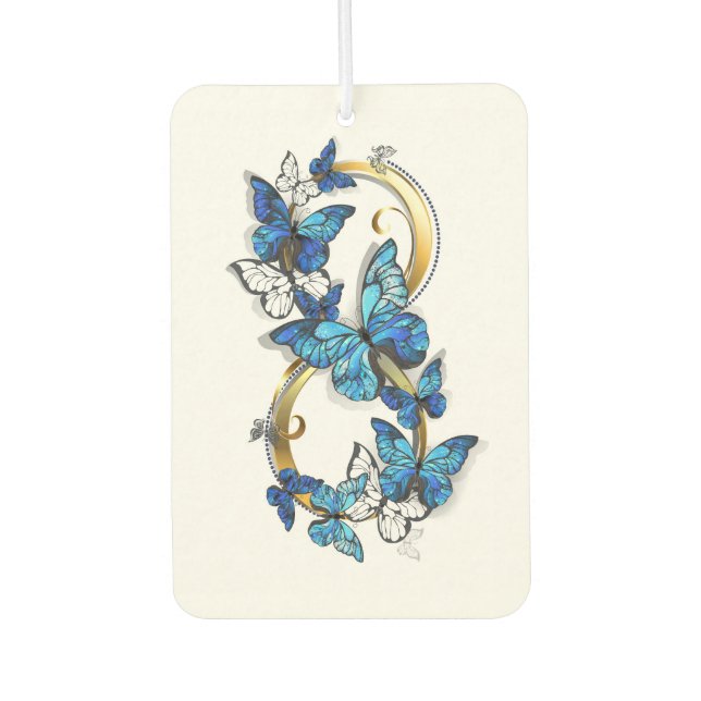 Ambientador Símbolo infinito de mariposas Morpho azules (Anverso)