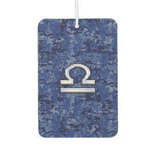 Ambientador Símbolo libra zodiaco en camo digital azul