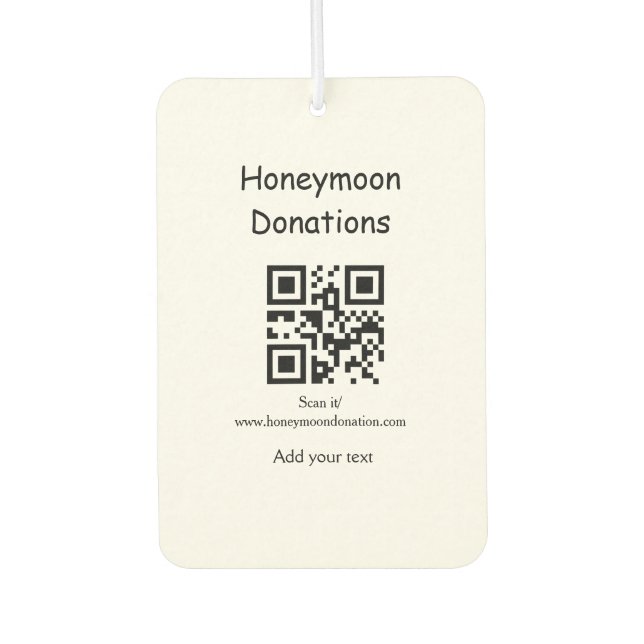 Ambientador Simple minimal honeymoon donations wedding q r cod (Anverso)