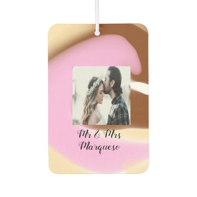 Ambientador simple mínimo añadir tu nombre foto amarillo rosa  (Anverso)