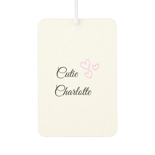 Ambientador simple mínimo purpurina de corazón rosa chispa aña (Anverso)