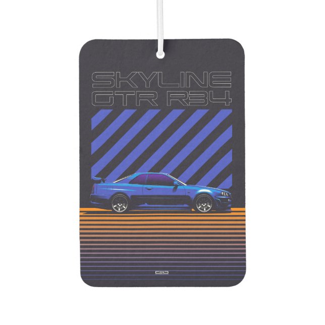 Ambientador Skyline GT-R R34 Bayside Azul  (Anverso)