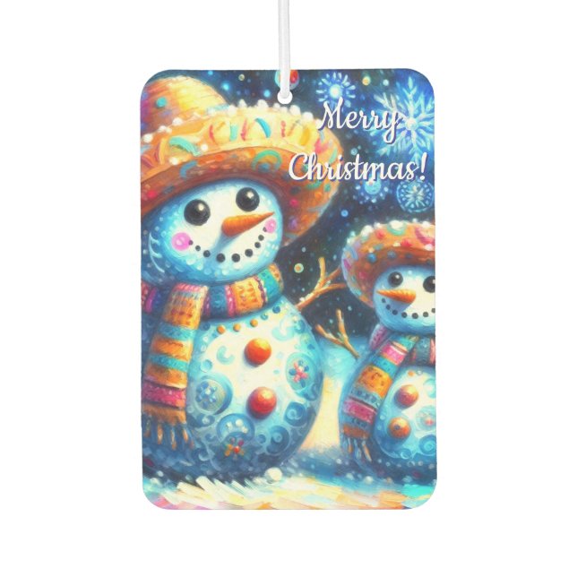 Ambientador Snowman Snowman de arte folklórico mexicano (Anverso)