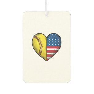 Ambientador Softbol bandera de EE. UU. corazón diseño vectoria
