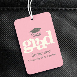 Ambientador Sombrero de Graduación Rosa Tipografía Gris Modern
