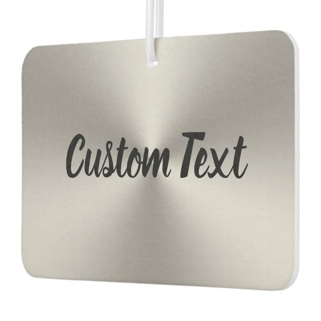 Ambientador Su texto Black Script Silver Brushed Aspecto Metal (Izquierda)