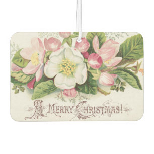 Ambientador Tarjeta de Navidad Retro Vintage, Flores de Manzan