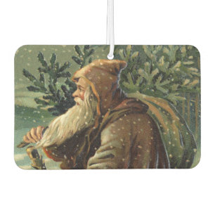 Ambientador =Tarjeta de Navidad Vintage, Santa Claus y Árbol